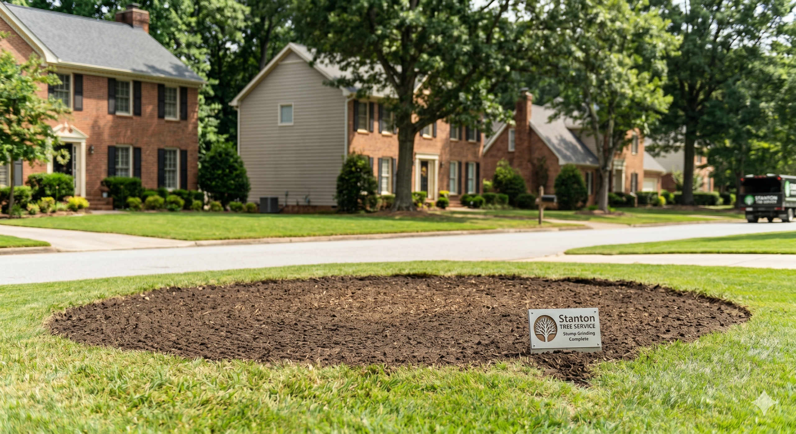Level, clean ground after professional stump grinding service in Metro Atlanta